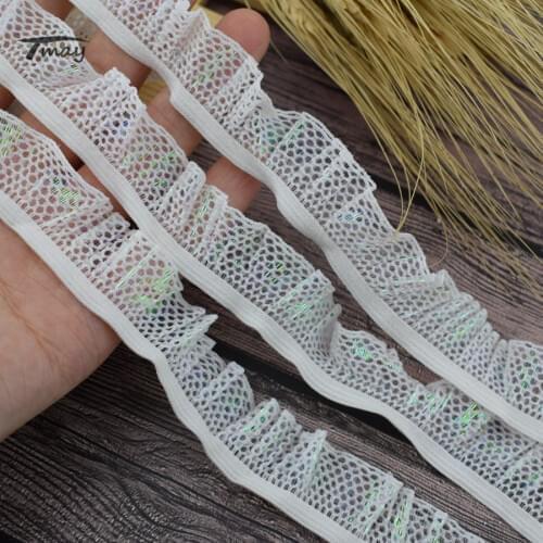 #1583 White with Colourful Thead Elastic Bands Rubbers elastic rubber band Pants Lingerie Stretch Lace Trim Ribbon Ruffle Laces