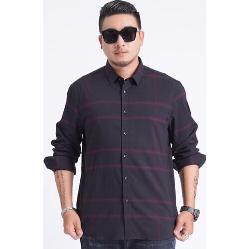 Plus Large Size 8XL 7XL 6XL 5XL Mens Business Casual Long Sleeved Shirt Classic White Black Dark Blue Male Social Dress Shirts