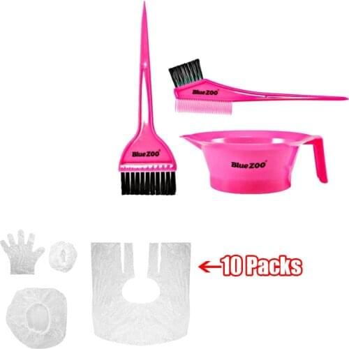 Hair Coloring Dye Kit Bowl Brush Cape Gloves Ear Caps Bath Cap DIY For Salon