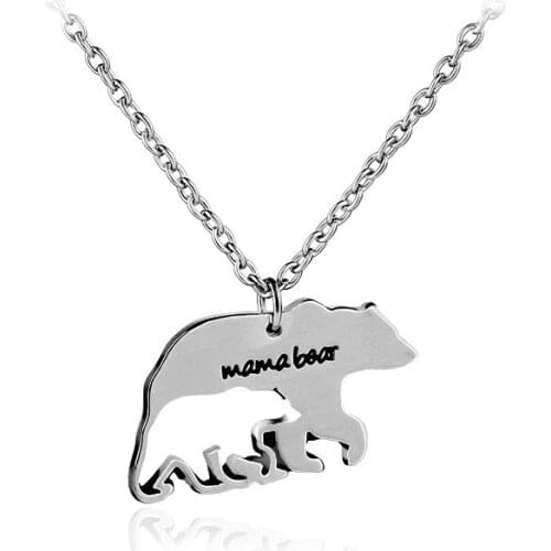 2019 Mama Bear Skeleton Animal Pendant Necklace Bear Baby Bear Mother Gold Silver Alloy Necklace Mom Son Family Gifts Jewelry