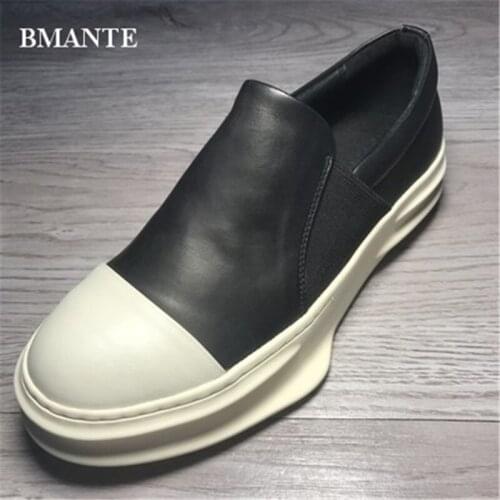 Bmante Men Shoes Genuine Leather Luxury Male Adult Shoes Women Casual Flatform Slip on Dark Goth Owen High Street Women Sneakers