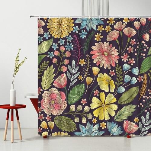 Landscape Shower Curtains Africa Tropical Plants Bathroom Household Items Waterproof Polyester Fabric Photography Background