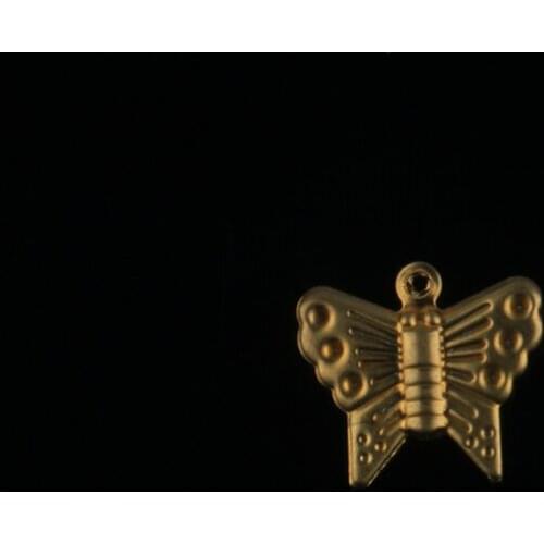 Brass single hanging half fold small butterfly fashion charm pendant DIY necklace earring accessories