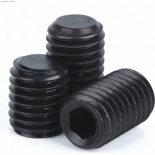 M6 M8 M10 Black Flat Point Grub Screws Grade 12.9 Hexagon Socket Set Screws Headless