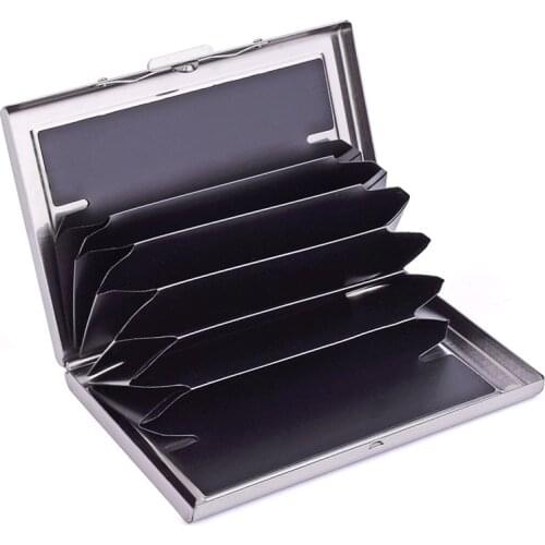 Fashion Metal ID Credit Card Holder Pocket Box Business Cards Wallet Anti-Theft Wallet Men Coin Wallet Pasjeshouder