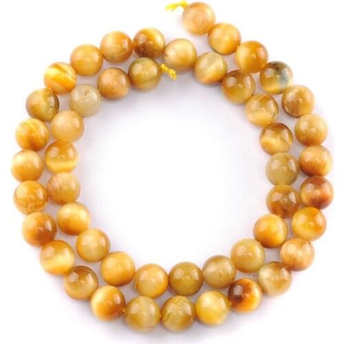 Natural Golden Tiger Eye Agates Stone Beads Round Loose 15" Strand Size 4 6 8 10 12 MM Beads for Jewelry Making DIY Bracelets
