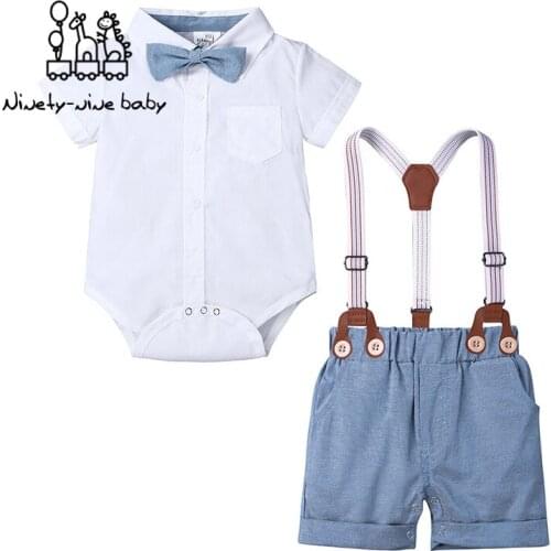 New Born Baby Clothing Summer Gentleman Rompers 9-24M Baby Boys Cotton Jumpsuit Baby Boy Clothes Newborn Unisex Thin Costumes