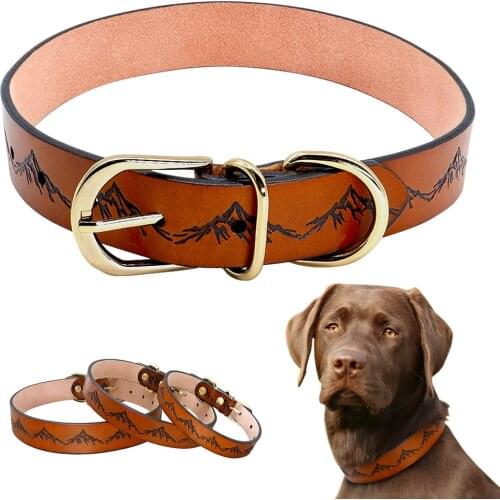 Leather Dog Collar Genuine Leather Pet Dog Collars Pitbull German Shepherd Collar Neck Buckle for Small Medium Large Dogs