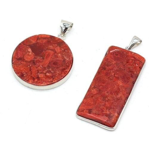 Natural Coral Pendants Necklace Accessories Red Coral Charms For Jewelry Making Bracelet Gift