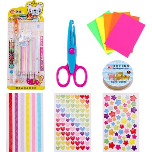 Complete DIY Craft Supplies Kit Including Lace Tape Pens Sticker Scissor for DIY Diary Photo Album Scrapbook Explosion Box Gifts