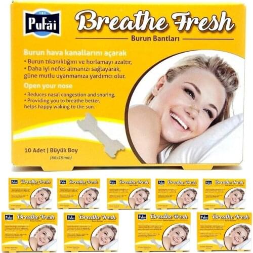 Pufai Breathe Fresh Nasal Strips Large Size 66mm 19mm 100 Pieces 10 Boxes