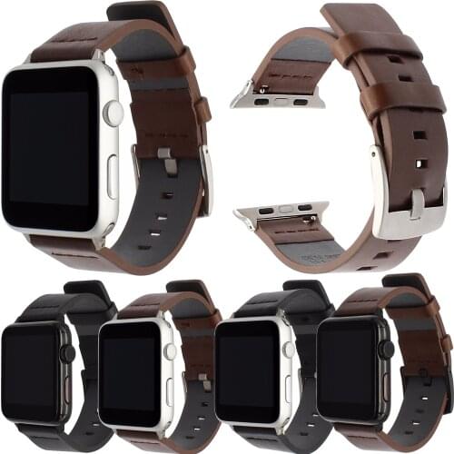 Italian Oily Leather Watchband for iWatch Apple Watch 38mm 40mm 42mm 44mm Series 5 4 3 2 1 Watch Band Steel Clasp Strap Bracelet