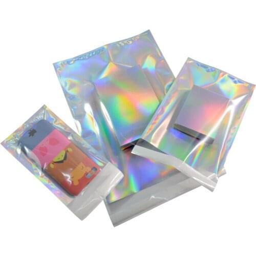1000pcs Self-seal Adhesive Courier Bags Laser Holographic Plastic Poly Envelope Mailer Postal Shipping Mailing Bags Cosmetic