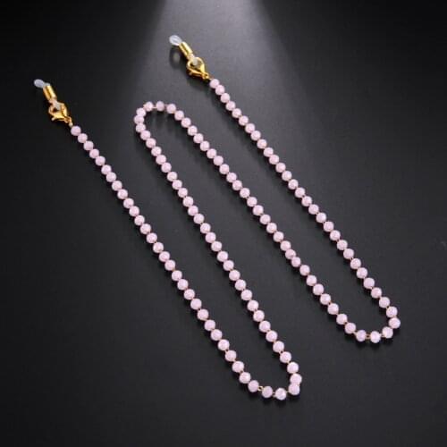 Skyrim Summer Pink Crystal Beaded Sunglasses Chain Holder Glasses Neck Rope Eyewear Strap Mask Cord Necklace for Women Girls