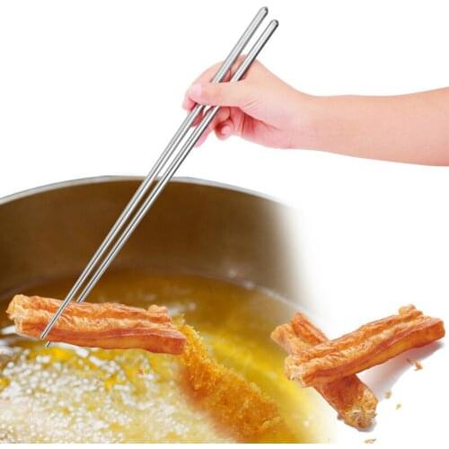 Extra Long 14 Inch Hot Pot Japanese tempura Cooking Frying Noodle Chopsticks stainless Steel Chinese Chop Sticks 3pair/lot