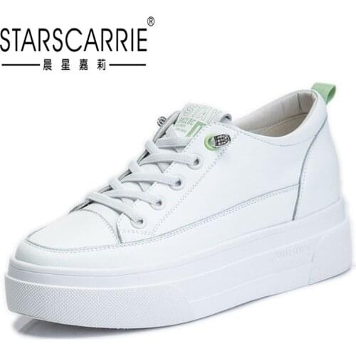 6.5cm inner height womens shoes spring 2021 thick sole single shoes womens sports flat bottom leather small white shoes