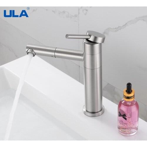 ULA 360 Rotate Basin Faucet Bathroom Deck Mounted Hot Cold Water Basin Mixer Sink Faucet Taps Waterfall Tap (not includ hose