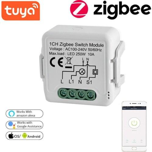 Tuya Zigbee 3.0 Smart Switch Module DIY Breaker Wireless Light Switch Relay Support Alexa Google Home 1/2 Way Inteligente