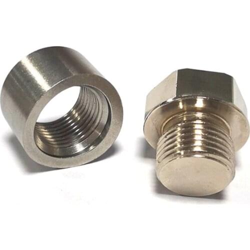 50LC Stainless Steel Inner Hex Head Pipe Fitting Plug Nut Stepped Oxygen O2 Sensor Wideband Solder Bung M18x1.5 Thread