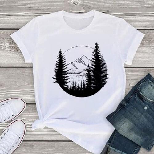 New Fashion Women T-shirt Harajuku Womens T-shirt Moon Landscape Painting Graphic Tops Female Summer Tshirt Ladies White Tees