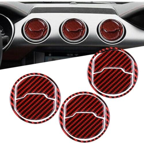 1Set Carbon Fiber Car Interior Air Vent Outlet Trim Cover Fit for Ford Mustang 2015 2016 2017 2018 2019