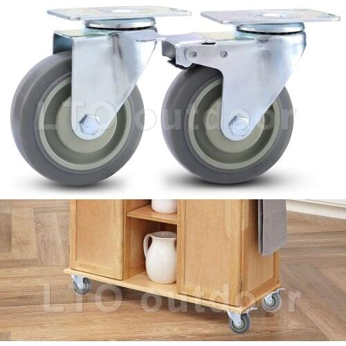 1PCS TPR Medium Double Bearing Silent Universal Caster For Furniture Caster, Industrial Wheel And Shopping Carts