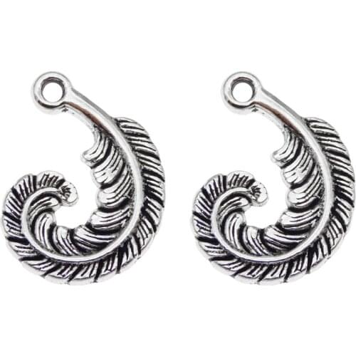 15pcs/lot Retro Alloy Feather Charms For Earrings Vintage Necklace Pendant Jewelry Findings 15*18mm Tree Leaves Dangle Charm
