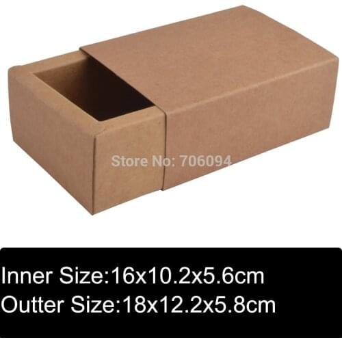 16*10.2*5.6CM 20pcs Cosmetic kraft drawer paper box Brown kraft handmade gift boxes,Essential oil packing box,custom box logo