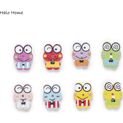 30pcs Frog Wood Buttons Sewing Scrapbooking Handwork Home Clothing Gift Decor Card Making DIY 18x14mm