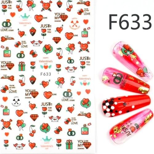 3D Adhesive Seaside Beach Nail Art Decorations Rose Nail Sticker Transfer Nail Stickers DIY Accessories Applique Deco Heart