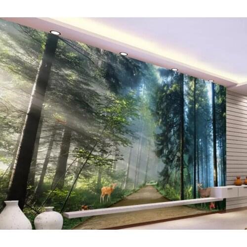 3D Wallpaper Custom 3d Mural Wallpaper Forest elk TV Backdrop Bedroom Photo Wall Paper 3D