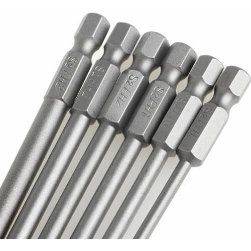 6pcs Cross Magnetic 1/4\" Hex 6.35mm 3-6mm Long Hex Screwdriver Bits Screw Driver