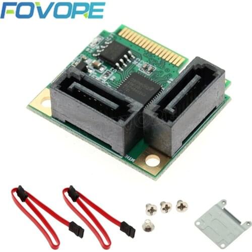 2 Ports Mini PCI-E PCI Express to SATA 3.0 adapter Converter Hard Drive Extension Card Add On Cards for Windows Mac Linux OS