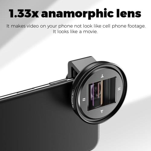 1.33X Anamorphic Lens Mobile Phone Widescreen Movie Lens Filmmakers Full Cinematic Video for iPhone 12/Pro/Max/11