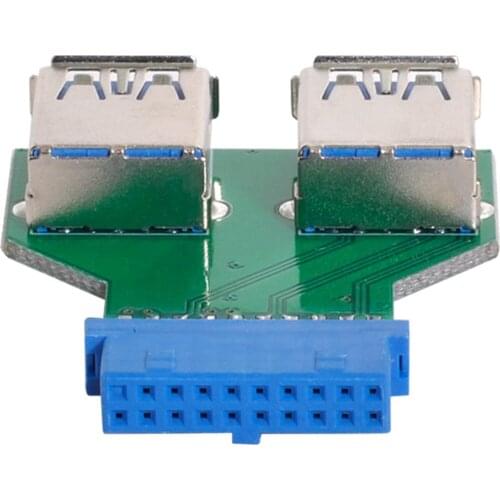 Chenyang Dual USB 3.0 A Type Female to Motherboard 20/19 Pin Box Header Slot Adapter PCBA for Motherboard