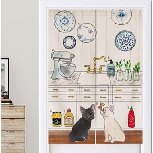 Northern Europe Style Anti-smoke Decorative Door Partition Curtain Fabric Cartoon Home Kitchen Restaurant Bathroom Toilet Screen