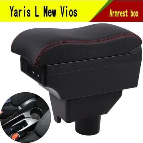 For Toyota Yaris L New Vios armrest box central Store content Storage box with cup holder ashtray USB interface 2014-2017