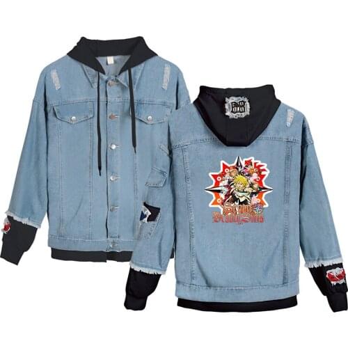 The Seven Deadly Sins Denim jacket Personality Women men Anime Clothes Autumn Winter Hooded jacket Casual Denim jacket