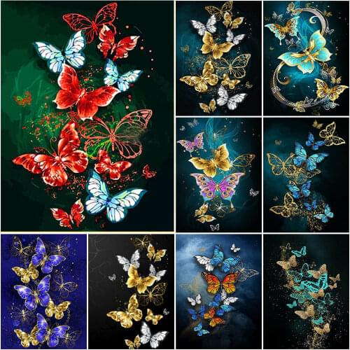 HUACAN Diamond Painting Kit Animal Pictures Of Rhinestones Diamond Embroidery Cross Stitch Butterfly Mosaic Handmade Gift