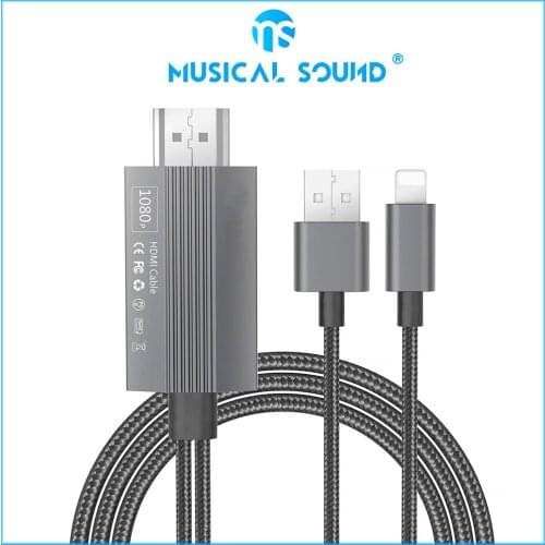 Ms (MFI Certification) Aluminum Alloy Shell Lightning To Hdmi 2K 1080P 3 In 1 Hdmi Cable For Iphone Hd Screen Display Cable