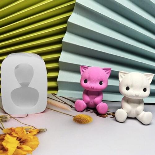 Leather Pattern Kitten Aromatherapy Gypsum Car Diffuser Stone Handmade DIY Glue Candle Making Silicone Mold Home Decoration
