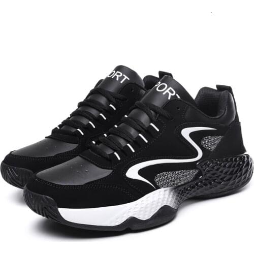 Brand Men Sneakers Outdoor Black White Sneakers Leather Sports Shoes For Men 2019 Winter Running Shoes Male Basket Athletic Shoe