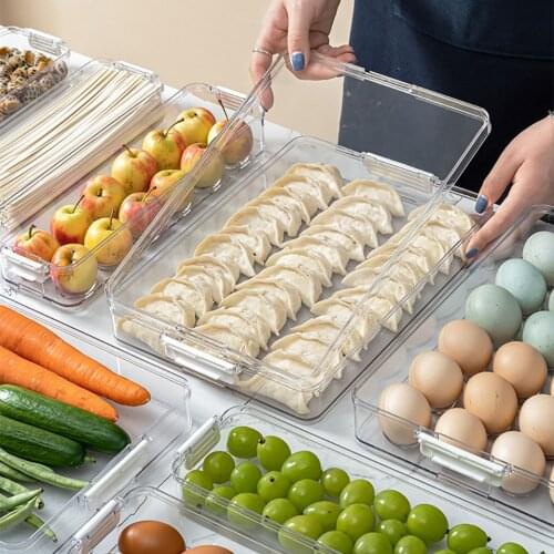 Kitchen Food Storage Box Transparent Self-Contained Lid Strong Freshness Egg And Vegetable Storage Box Refrigerator Essential