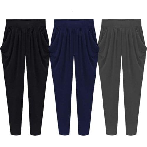 Summer plus size harem pants 5XL-10XL fashion womens thin section solid color loose casual plus size nine-point pants