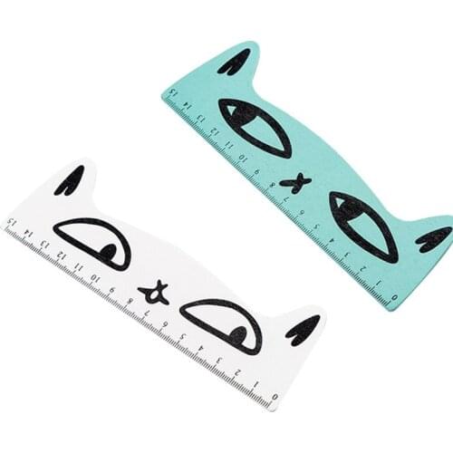 Cute Kawaii Black Cat Kitten Straight Ruler Wooden Cartoon Sewing Drawing Office School Stationery Supplies 15cm Cute Ruler