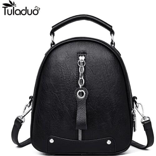 Mini Backpack Womens PU Leather Shoulder Bag Suitable for Teenage Girls Childrens Multi-Function Small Backpack Ladys School