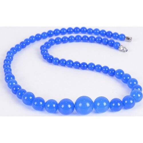 Fashion Round Bead Blue Opal Stone Necklace Natural Stone 6-14mm Yoga Balance Reiki Healing Women Jewelry T014