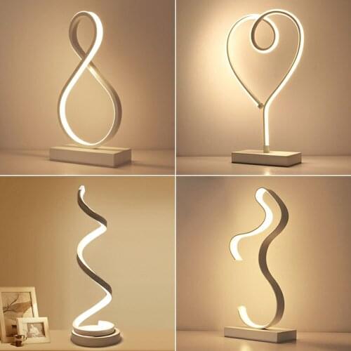 Dimmable LED Creativity Table Lamp, Modern Minimalist Lighting Design,12W Warm White Stepless Dimming Curved Bedside Lamp