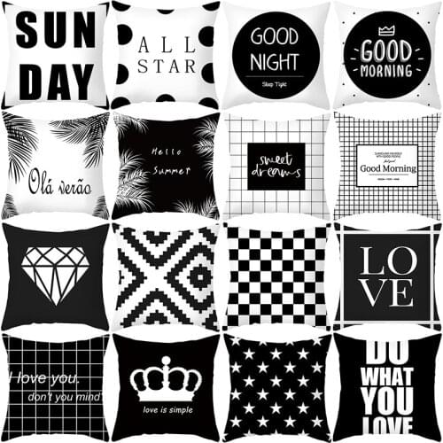 Nordic Pillow Cover Black and White Letter Peach Velvet Cushion Cover Sofa Pillow Cover Home Pillow Pillow Case