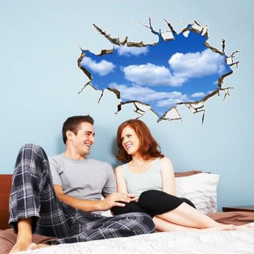 New 3d sky clounds and moon wall sticker wall decor blue sky waterproof bedroom wall stickers can living room